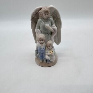 Vntge Greenbrier International Figurine Guardian Angel Children Porcelain Statue
